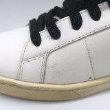 Saint Laurent Glitter Lips Court Classic Sneakers White Leather Size 37 US 8