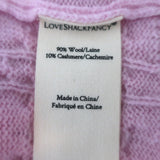 LoveShackFancy Calloway Cropped Cable Knit Sweater Pink Wool-Cashmere Size Small