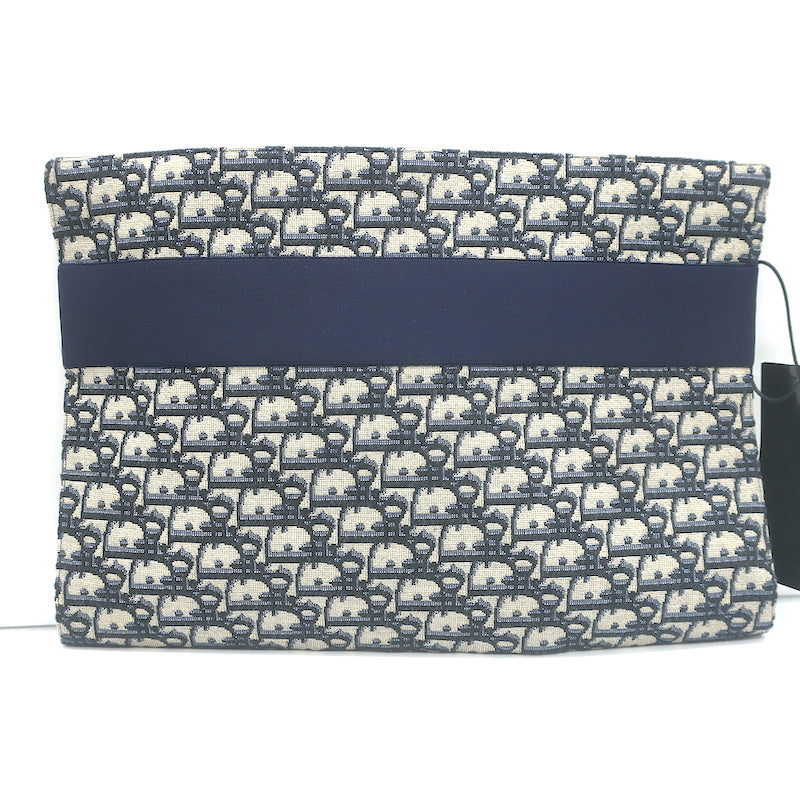 Christian Dior Oblique Kit Voyage Travel Bag Ecru/Navy Clutch Unisex NEW
