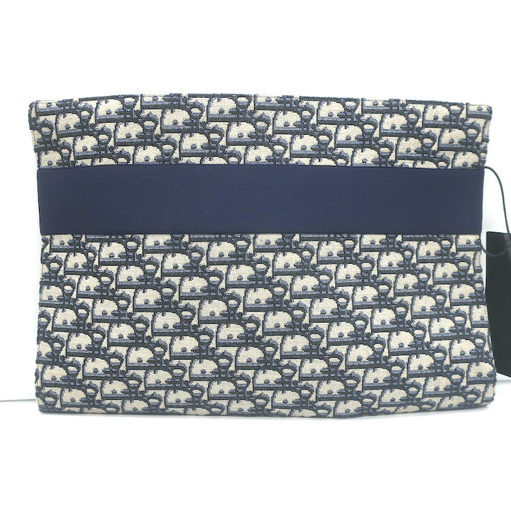 Christian Dior Oblique Kit Voyage Travel Bag Ecru/Navy Clutch Unisex NEW