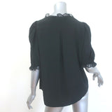 Zadig & Voltaire Theos Ruffled Lace-Trim Blouse Black Silk Size Large