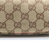 Gucci GG Boat Pochette Pink Leather-Trim Beige Canvas Mini Shoulder Bag