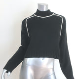 DH New York Piped Mock Neck Sweater Black Wool-Blend Size Small NEW