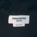 Zadig & Voltaire Theos Ruffled Lace-Trim Blouse Black Silk Size Large