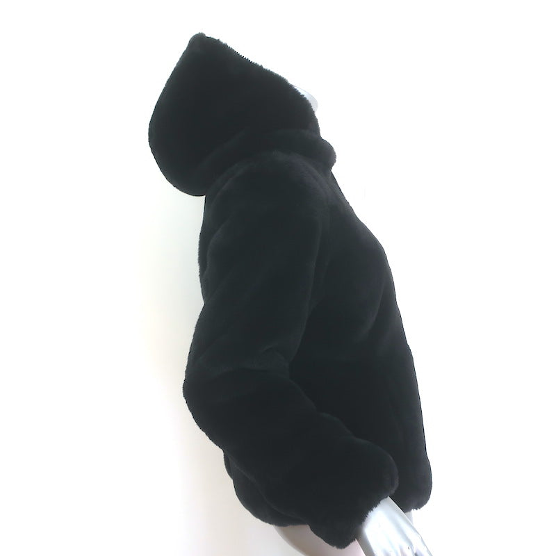 Save the Duck Laila Faux Fur Reversible Hooded Puffer Jacket Black Size 1/Small