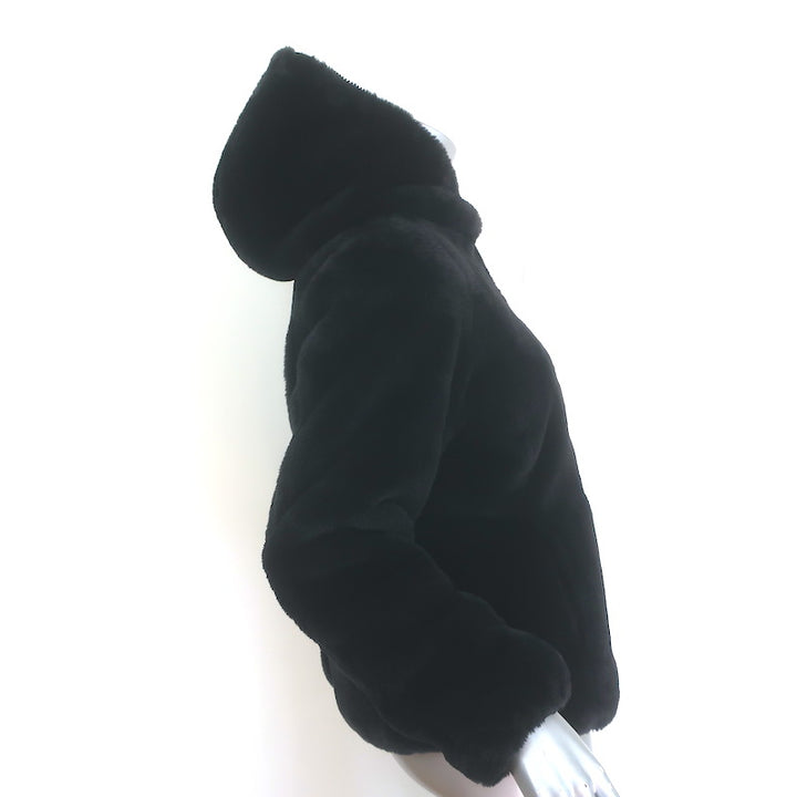 Save the Duck Laila Faux Fur Reversible Hooded Puffer Jacket Black Size 1/Small