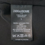 Zadig & Voltaire Theos Ruffled Lace-Trim Blouse Black Silk Size Large