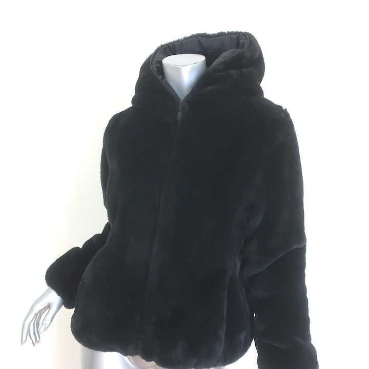 Save the Duck Laila Faux Fur Reversible Hooded Puffer Jacket Black Size 1/Small