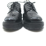 Christian Dior Stacked Heel Lace-Up Derby Shoes Black Patent Leather Size 38.5