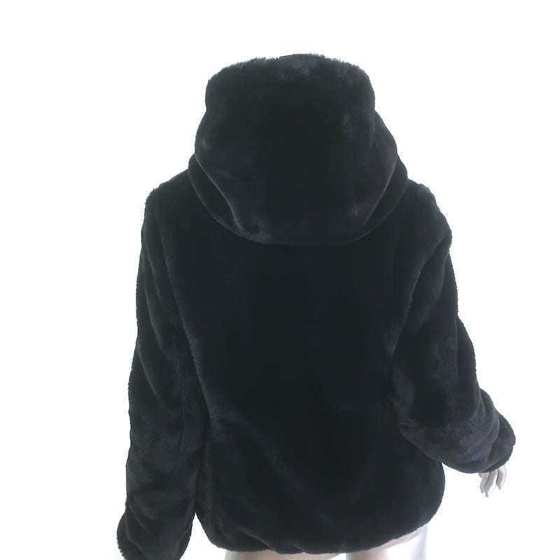 Save the Duck Laila Faux Fur Reversible Hooded Puffer Jacket Black Size 1/Small
