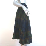M Missoni Asymmetric Midi Skirt Navy/Green Cotton-Blend Plaid Size 42