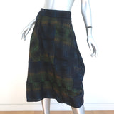 M Missoni Asymmetric Midi Skirt Navy/Green Cotton-Blend Plaid Size 42