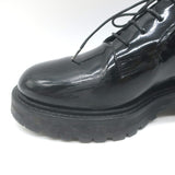 Christian Dior Stacked Heel Lace-Up Derby Shoes Black Patent Leather Size 38.5