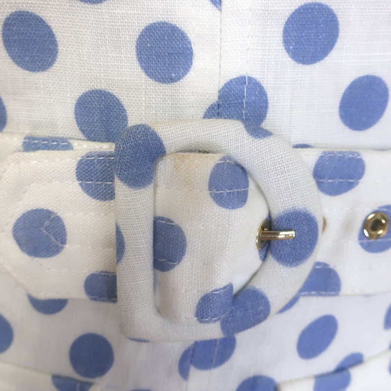 Zimmermann Super Eight Safari Polka Dot Mini Dress White/Blue Linen Size 0