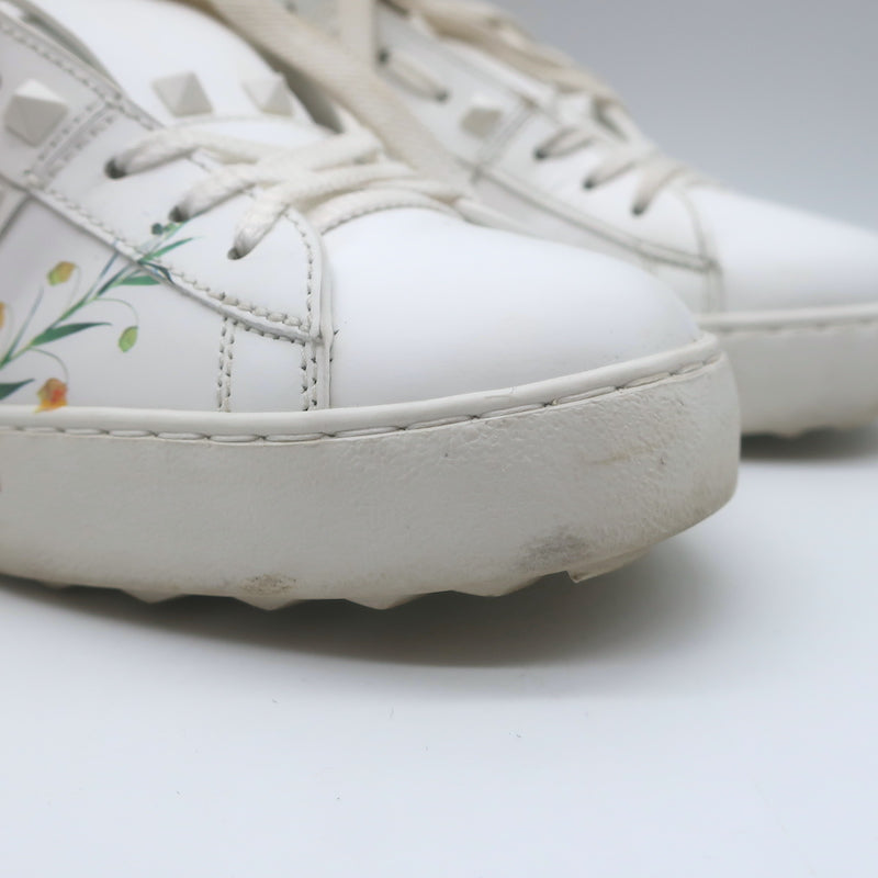 Valentino + Inez &amp; Vinoodh Rockstud Floral Untitled Sneakers White Size 38.5