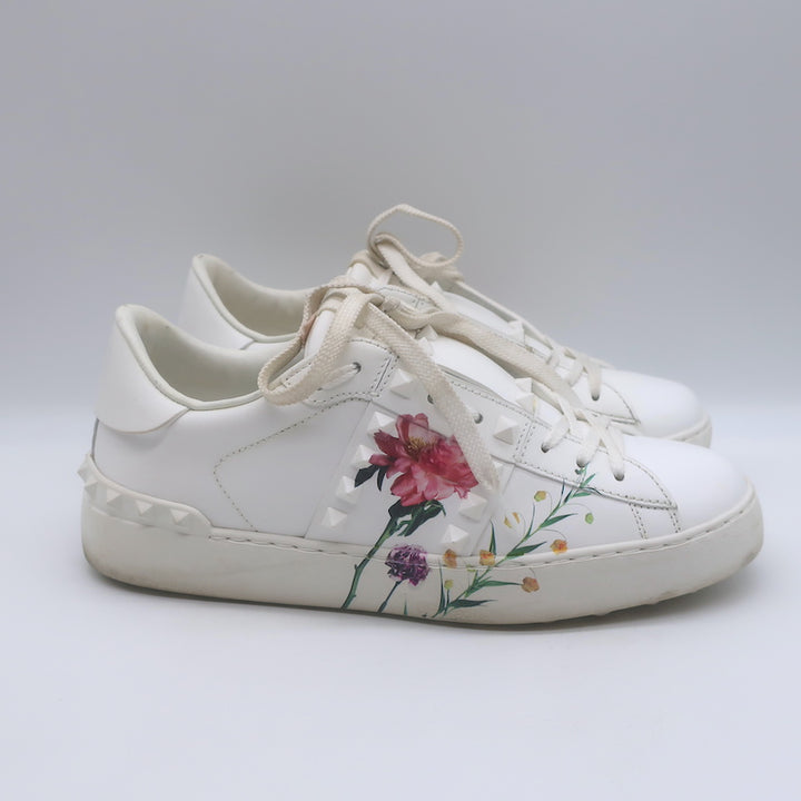 Valentino + Inez &amp; Vinoodh Rockstud Floral Untitled Sneakers White Size 38.5
