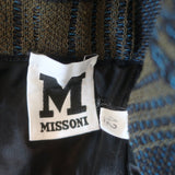 M Missoni Asymmetric Midi Skirt Navy/Green Cotton-Blend Plaid Size 42