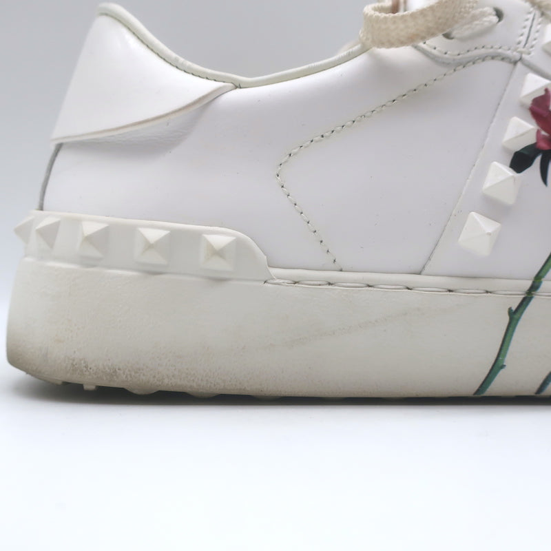 Valentino + Inez &amp; Vinoodh Rockstud Floral Untitled Sneakers White Size 38.5