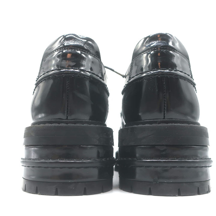 Christian Dior Stacked Heel Lace-Up Derby Shoes Black Patent Leather Size 38.5
