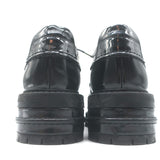 Christian Dior Stacked Heel Lace-Up Derby Shoes Black Patent Leather Size 38.5
