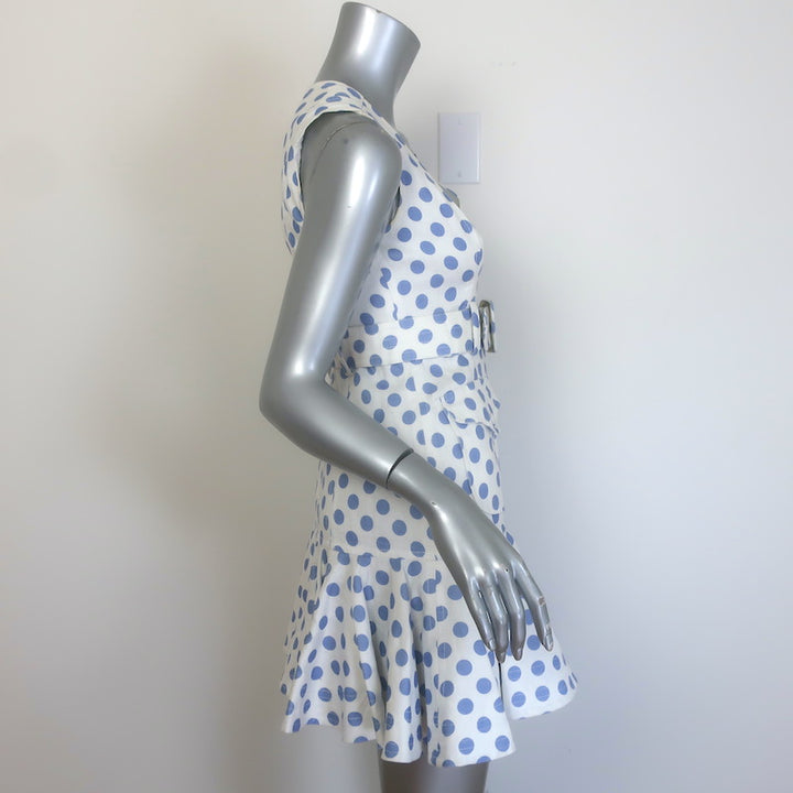 Zimmermann Super Eight Safari Polka Dot Mini Dress White/Blue Linen Size 0