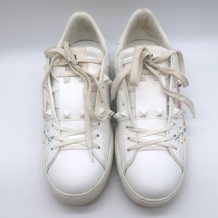 Valentino + Inez &amp; Vinoodh Rockstud Floral Untitled Sneakers White Size 38.5
