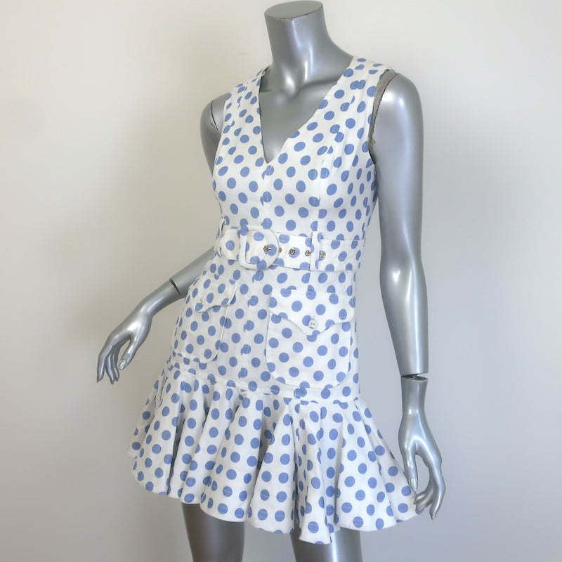 Zimmermann Super Eight Safari Polka Dot Mini Dress White/Blue Linen Size 0