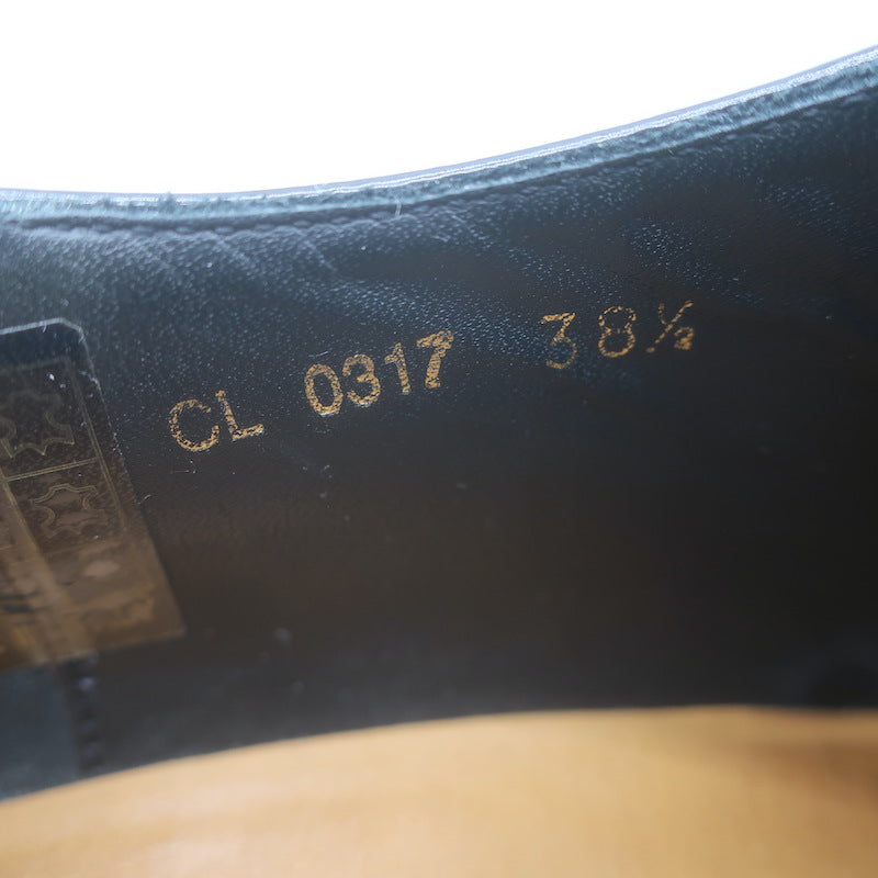 Christian Dior Stacked Heel Lace-Up Derby Shoes Black Patent Leather Size 38.5