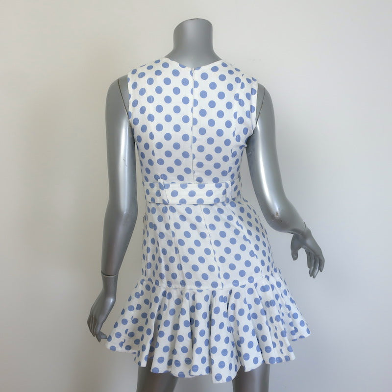 Zimmermann Super Eight Safari Polka Dot Mini Dress White/Blue Linen Size 0