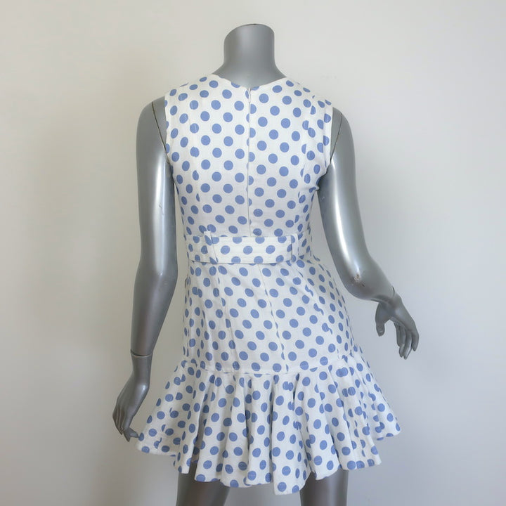 Zimmermann Super Eight Safari Polka Dot Mini Dress White/Blue Linen Size 0