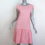 Chanel Cap Sleeve Flounce Dress Pink/White Honeycomb Knit Size 40