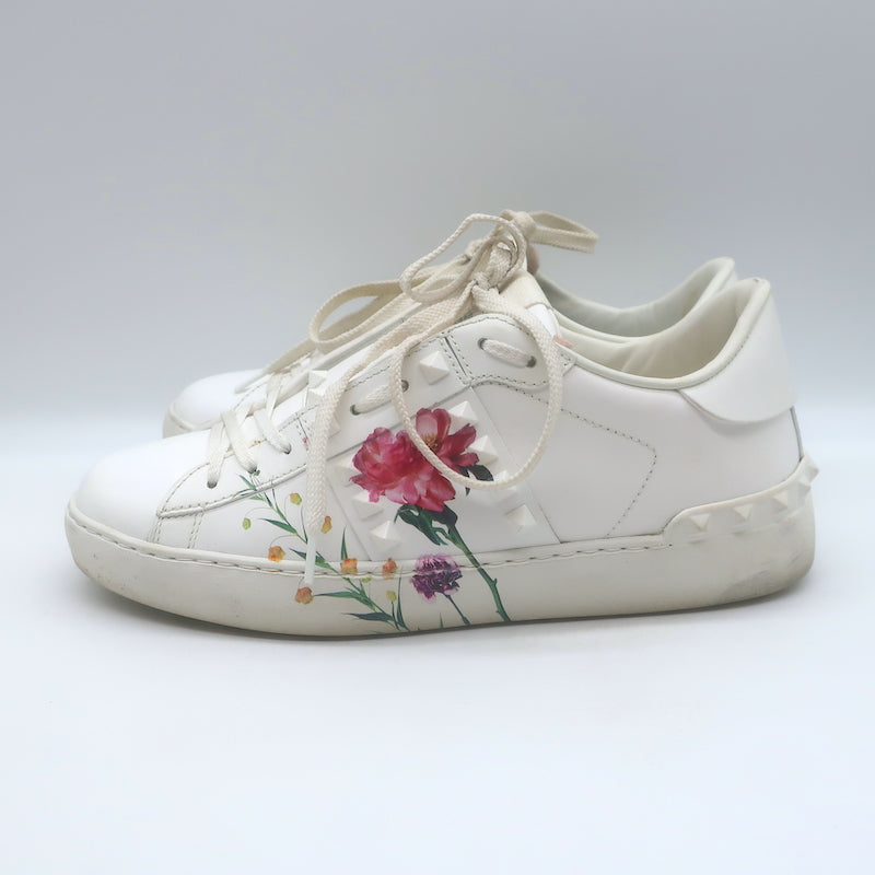Valentino + Inez &amp; Vinoodh Rockstud Floral Untitled Sneakers White Size 38.5