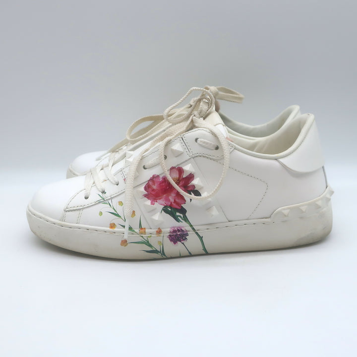 Valentino + Inez &amp; Vinoodh Rockstud Floral Untitled Sneakers White Size 38.5