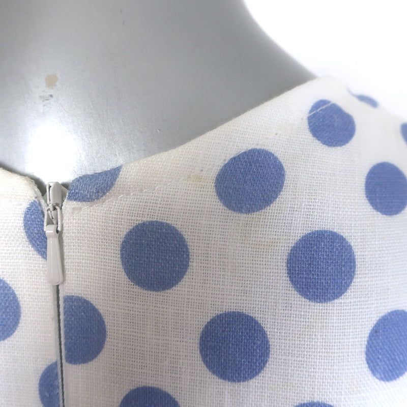 Zimmermann Super Eight Safari Polka Dot Mini Dress White/Blue Linen Size 0