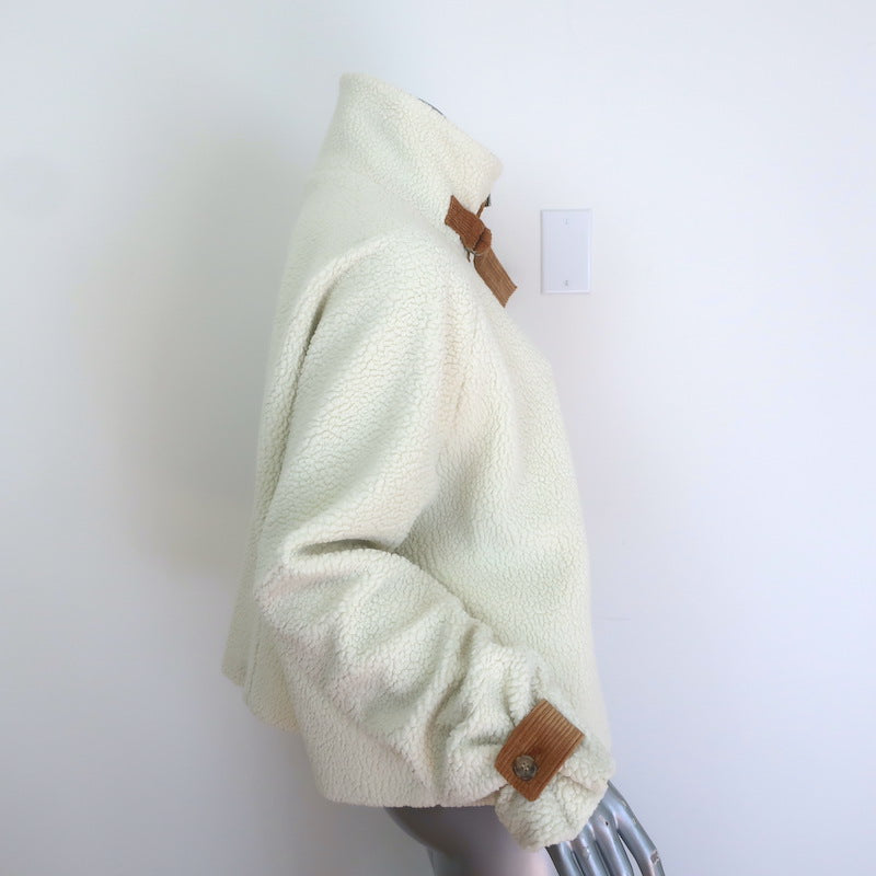 G. Label by goop Bettencourt Fleece Combo Bomber Jacket Ivory Size Small