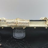 Gucci Crystal-Embellished Bamboo Strap Mini Evening Bag Black Beaded Satin