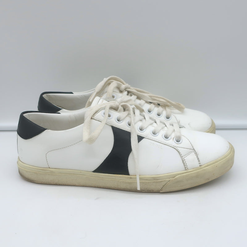 Celine Triomphe TR01L Low Top Sneakers White &amp; Black Leather Size 37