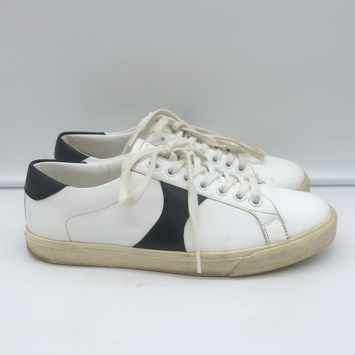 Celine Triomphe TR01L Low Top Sneakers White &amp; Black Leather Size 37