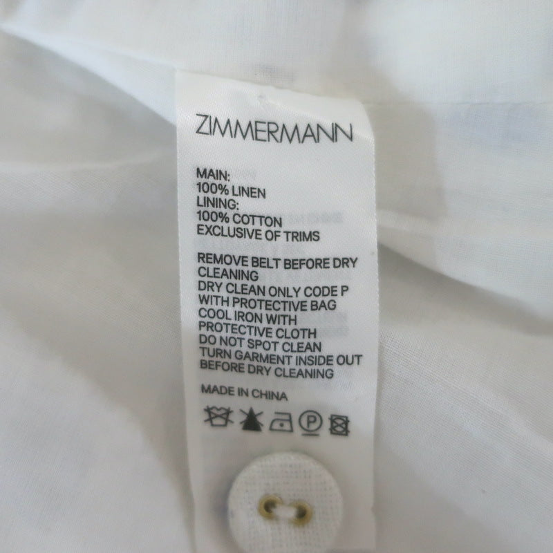 Zimmermann Super Eight Safari Polka Dot Mini Dress White/Blue Linen Size 0