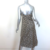 Nili Lotan Short Cami Dress Espresso Floral Print Silk Satin Size Large
