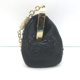 Gucci Crystal-Embellished Bamboo Strap Mini Evening Bag Black Beaded Satin