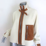 G. Label by goop Bettencourt Fleece Combo Bomber Jacket Ivory Size Small