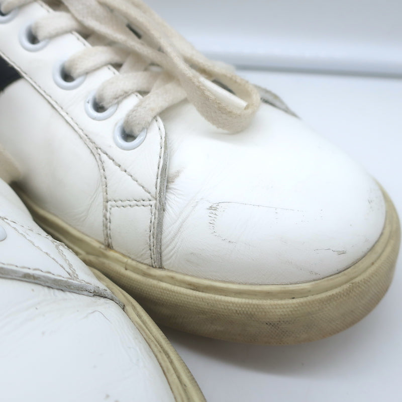 Celine Triomphe TR01L Low Top Sneakers White &amp; Black Leather Size 37