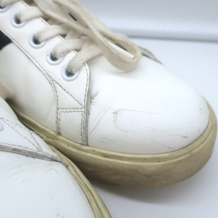 Celine Triomphe TR01L Low Top Sneakers White &amp; Black Leather Size 37