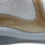 Prada America's Cup Sneakers Brown Patent Leather & Gray Mesh Size 39.5