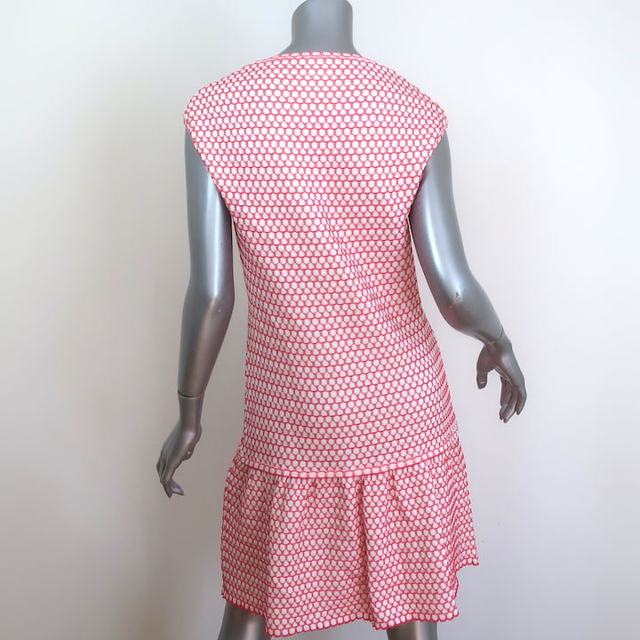 Chanel Cap Sleeve Flounce Dress Pink/White Honeycomb Knit Size 40