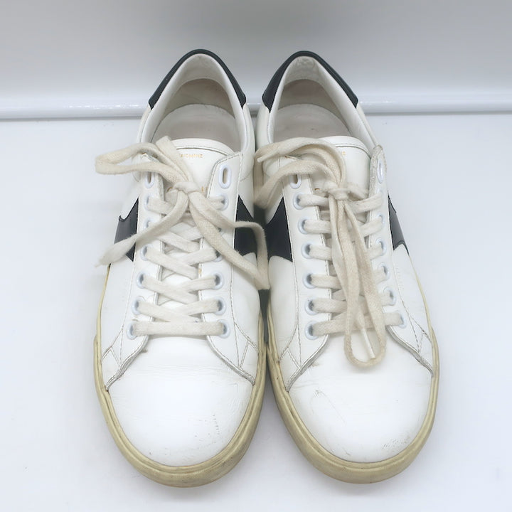 Celine Triomphe TR01L Low Top Sneakers White &amp; Black Leather Size 37