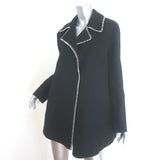 Theory Stitch Overlay Coat Black Wool-Cashmere Size Small Open Front Jacket