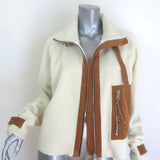 G. Label by goop Bettencourt Fleece Combo Bomber Jacket Ivory Size Small