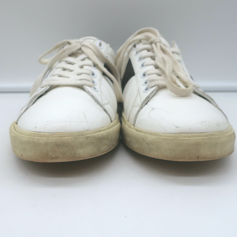 Celine Triomphe TR01L Low Top Sneakers White &amp; Black Leather Size 37